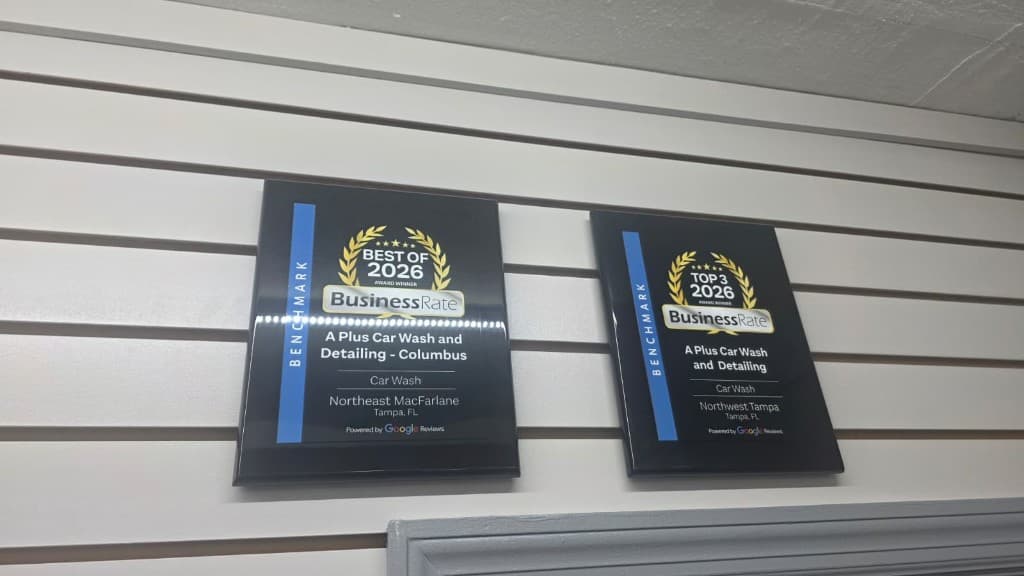 Placas BusinessRate Best of 2026 y Top 3 2026 de A Plus Car Wash en Tampa